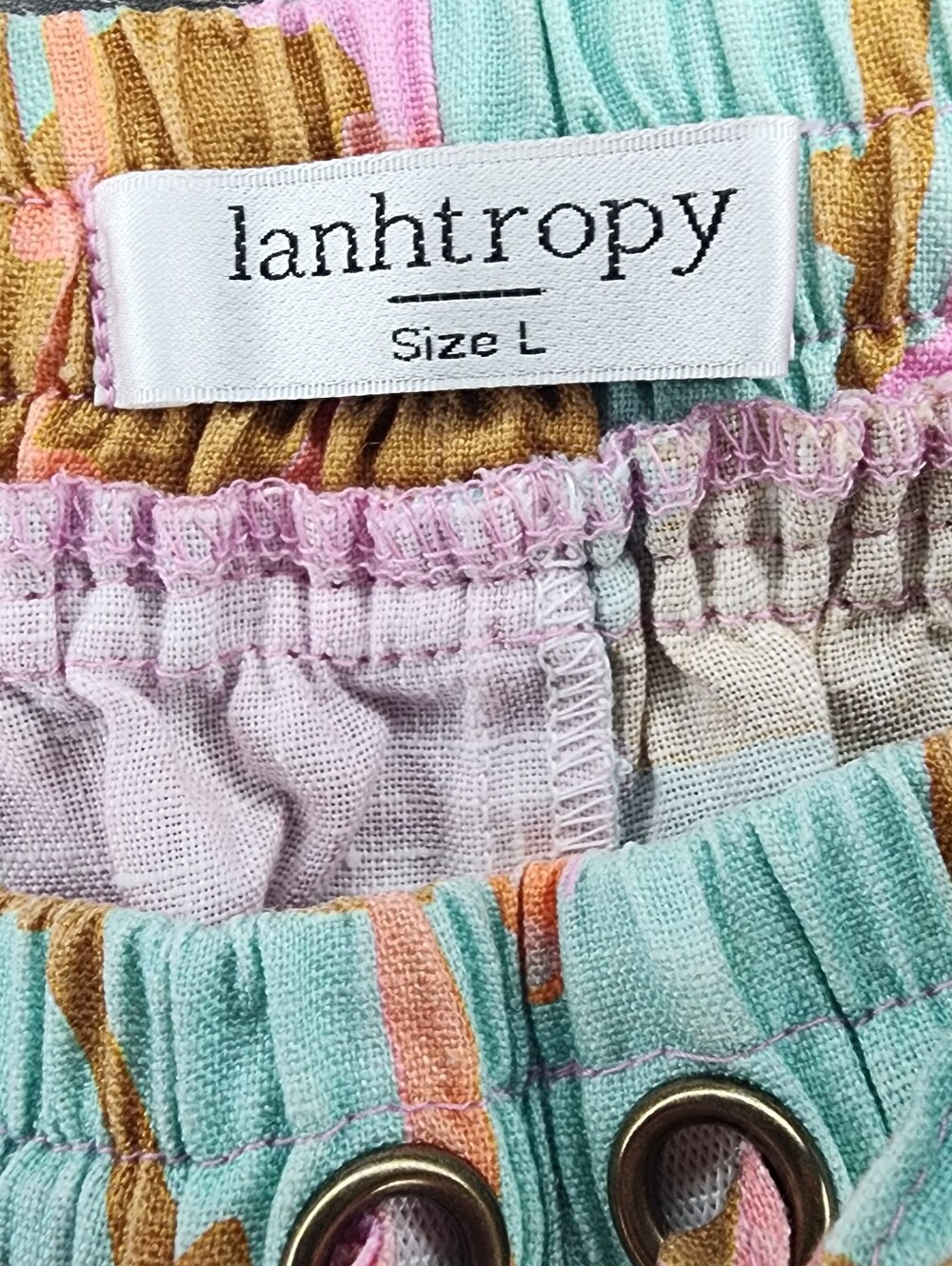 Lanhtropy Aquarela Elastic Waist Linen Shorts, Womens Large - Picture 7 of 13